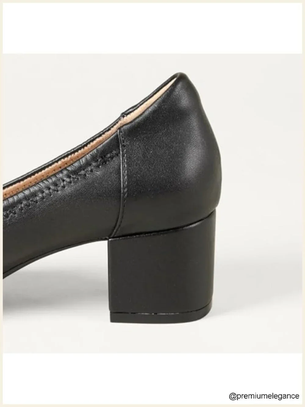 Faux Leather Ballet Pump with Memory Foam Insole Block Heel